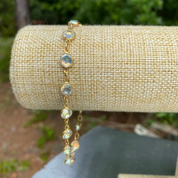 Gold and Crystal Dainty Bracelet - Picture 2 of 3